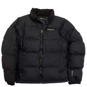 MARMOT Ski puffer coat NAVY BLUE/BLACK large 650 fill down winter jacket